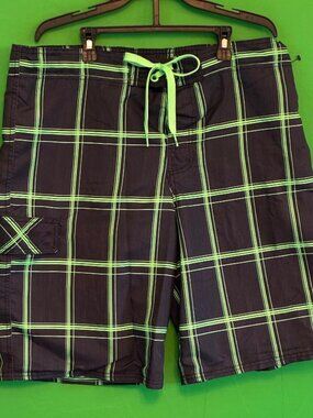 OP Ocean Pacific Plaid Board Men's Board Shorts Swim Trunks Swimsuit Plaid Sz Md